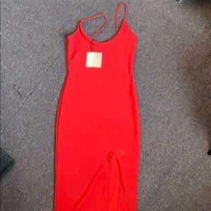 Red big slit in front dress size 4
